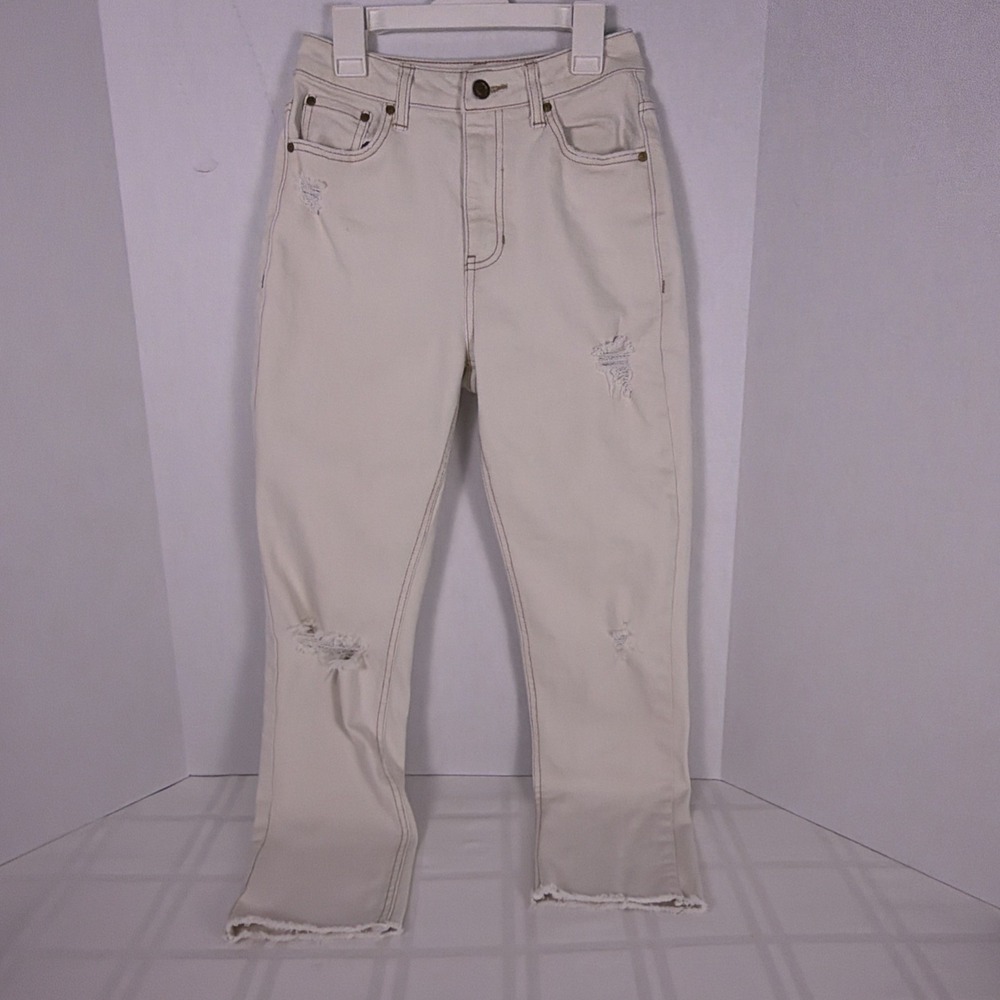 AND NOW THIS Womens Jeans Size 25 White High Rise Straight Leg